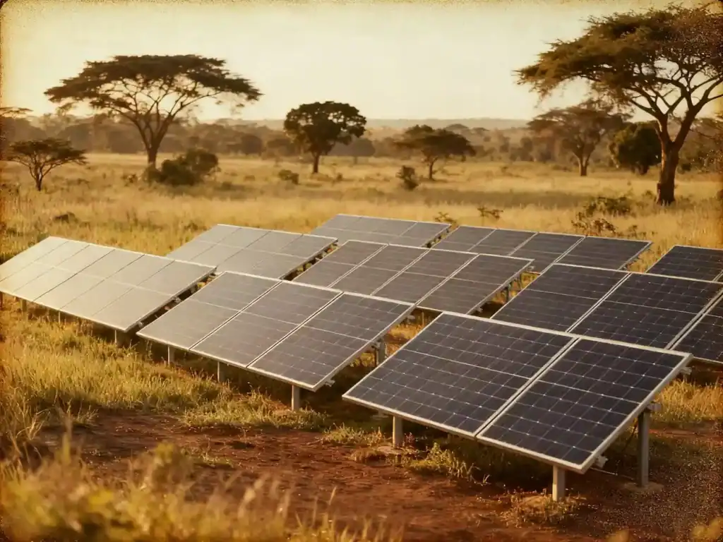 Solar panels in Uganda promoting clean energy solutions for climate change.