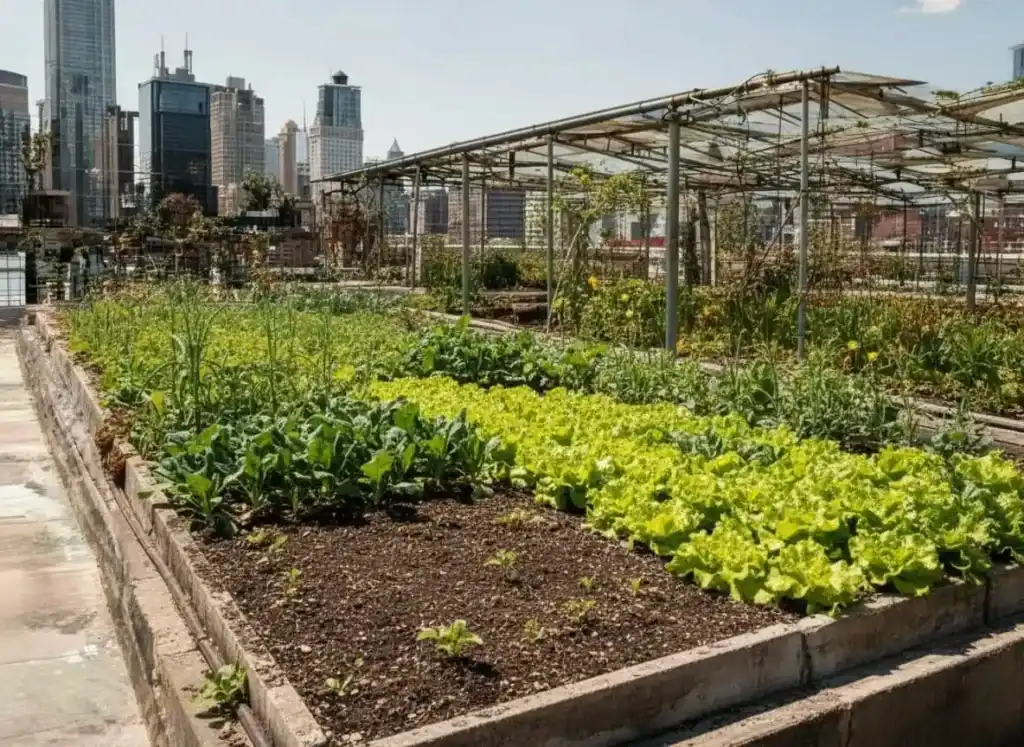 Urban community garden promoting sustainable agriculture in Uganda.
